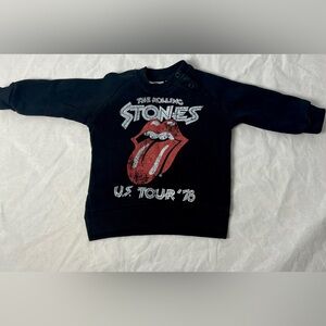 the Rolling Stones Kids Black Sweatshirt with Red Tongue Logo